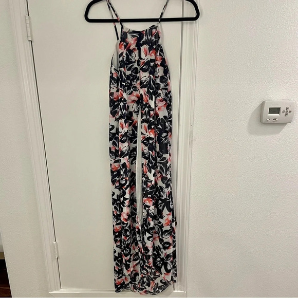 MISSGUIDED Floral Print Coverup Maxi Dress Black & White Split Sleeveless Size 4 - Picture 1 of 16